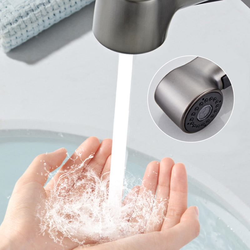 Mosrugs | Modern Bathroom Basin Tap with Pull-Out Spray Head – 360° Swivel & Dual-Mode Water Flow