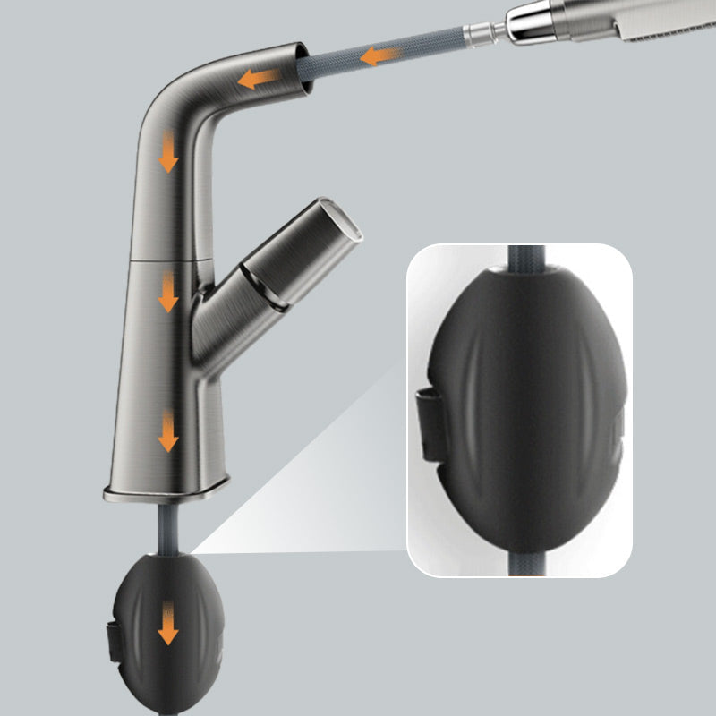 Mosrugs | Modern Bathroom Basin Tap with Pull-Out Spray Head – 360° Swivel & Dual-Mode Water Flow