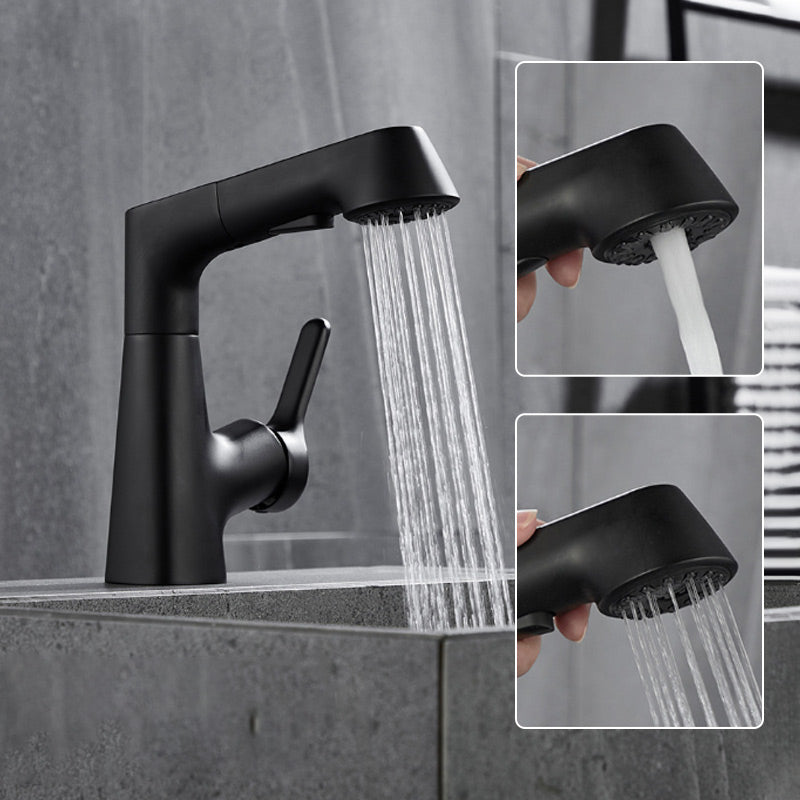 Mosrugs | Modern Bathroom Basin Tap with Pull-Out Spray Head – 360° Swivel & Dual-Mode Water Flow