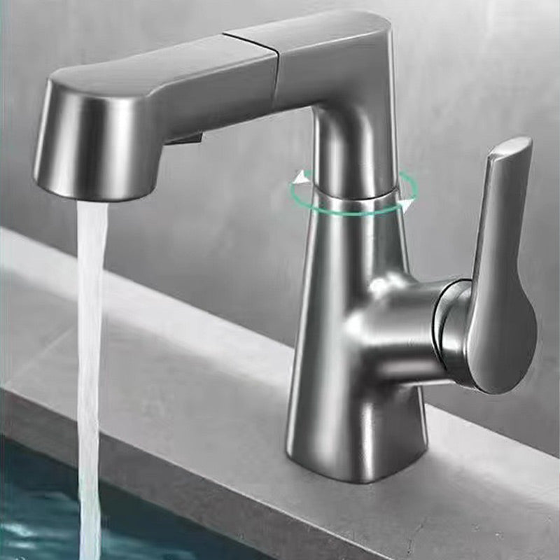 Mosrugs | Modern Bathroom Basin Tap with Pull-Out Spray Head – 360° Swivel & Dual-Mode Water Flow