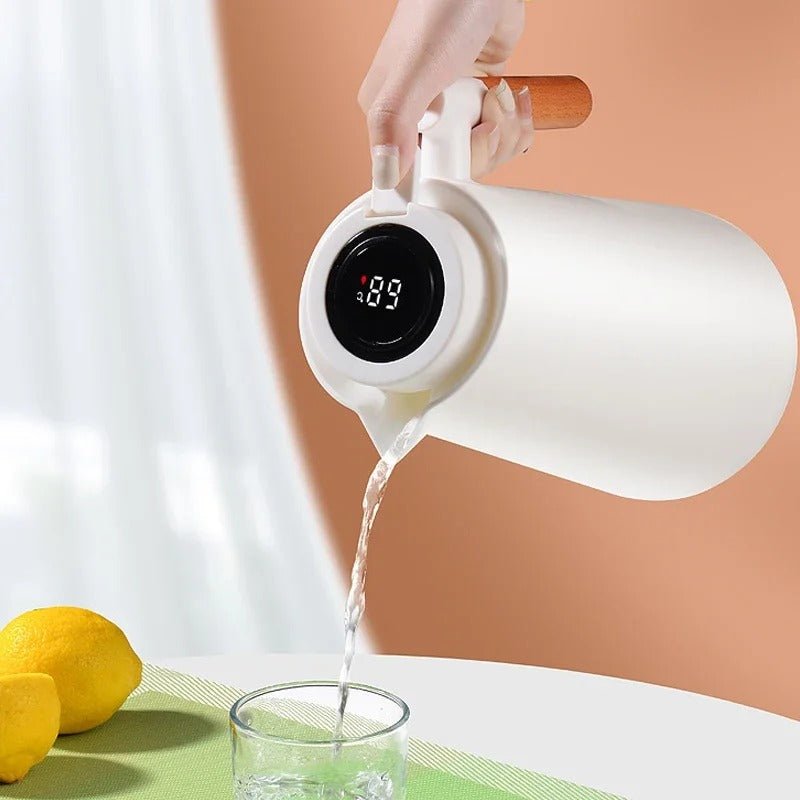 Mosrugs | ThermoWood – Smart Insulated Thermos Jug with Digital Temperature Display & Wooden Handle