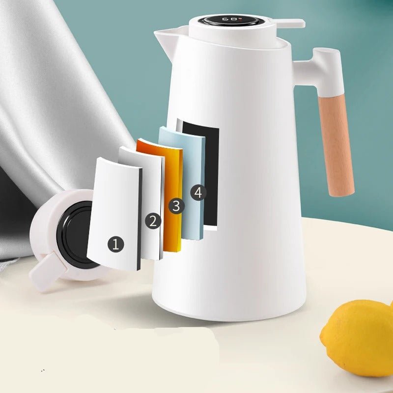 Mosrugs | ThermoWood – Smart Insulated Thermos Jug with Digital Temperature Display & Wooden Handle