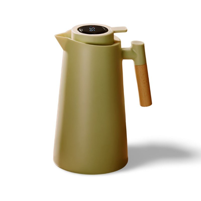 Mosrugs | ThermoWood – Smart Insulated Thermos Jug with Digital Temperature Display & Wooden Handle