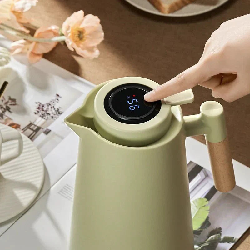 Mosrugs | ThermoWood – Smart Insulated Thermos Jug with Digital Temperature Display & Wooden Handle