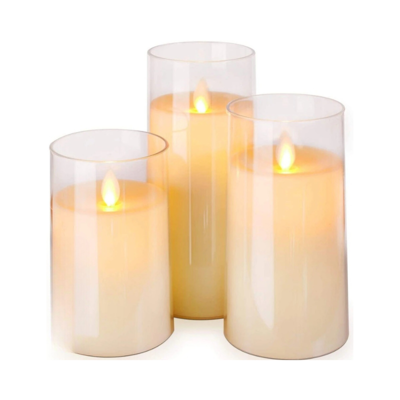 Mosrugs | LED Ambient Candle Lights | Realistic Flame Aura, Customizable Brightness & Timer Settings for Home Decor and Events