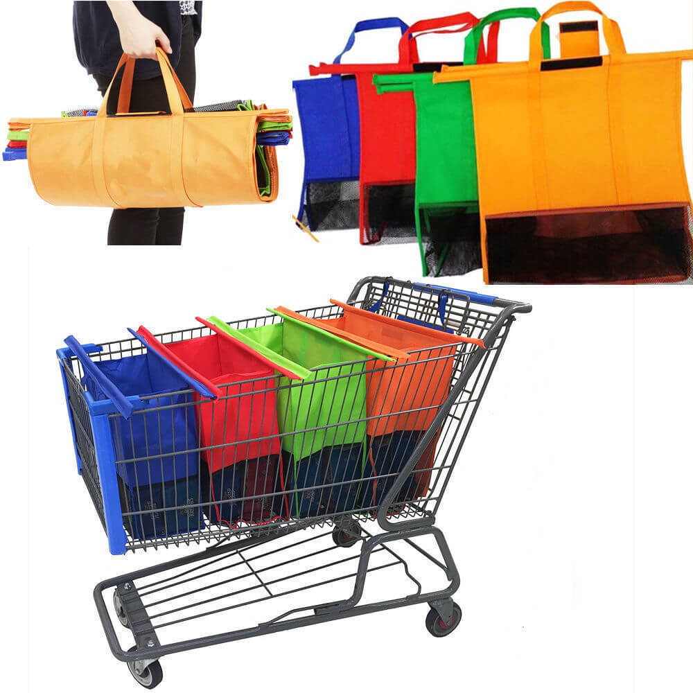 Mosrugs | EcoSmart Shopping Cart Trolley Bags (Set of 4) | Reusable Grocery Organiser System