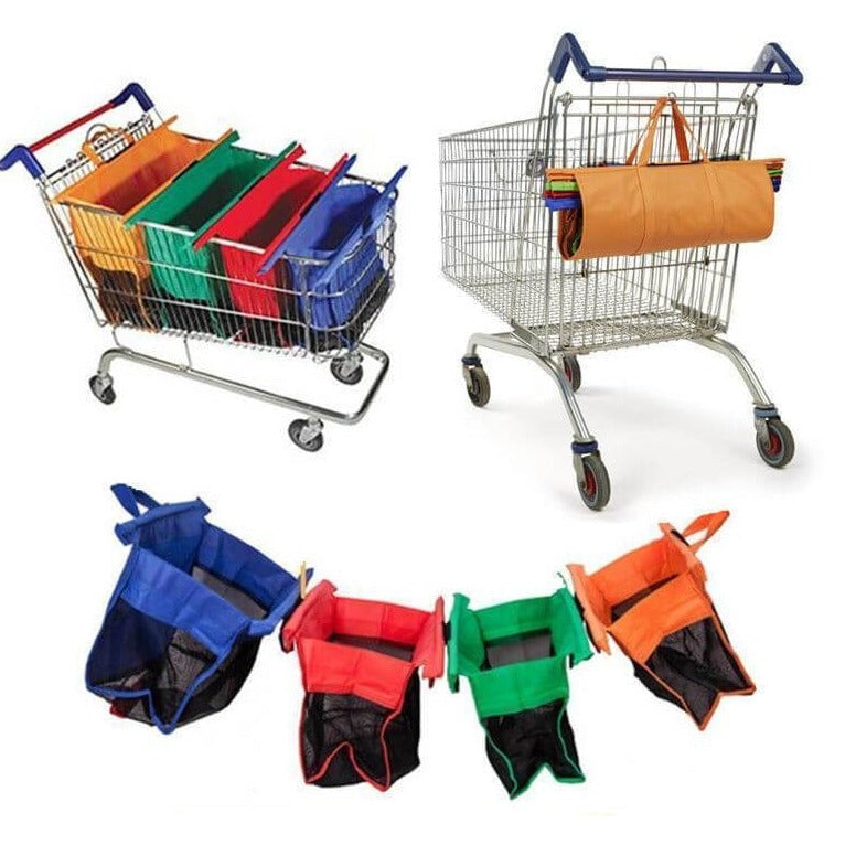Mosrugs | EcoSmart Shopping Cart Trolley Bags (Set of 4) | Reusable Grocery Organiser System