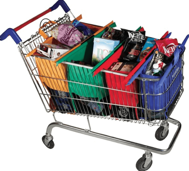 Mosrugs | EcoSmart Shopping Cart Trolley Bags (Set of 4) | Reusable Grocery Organiser System