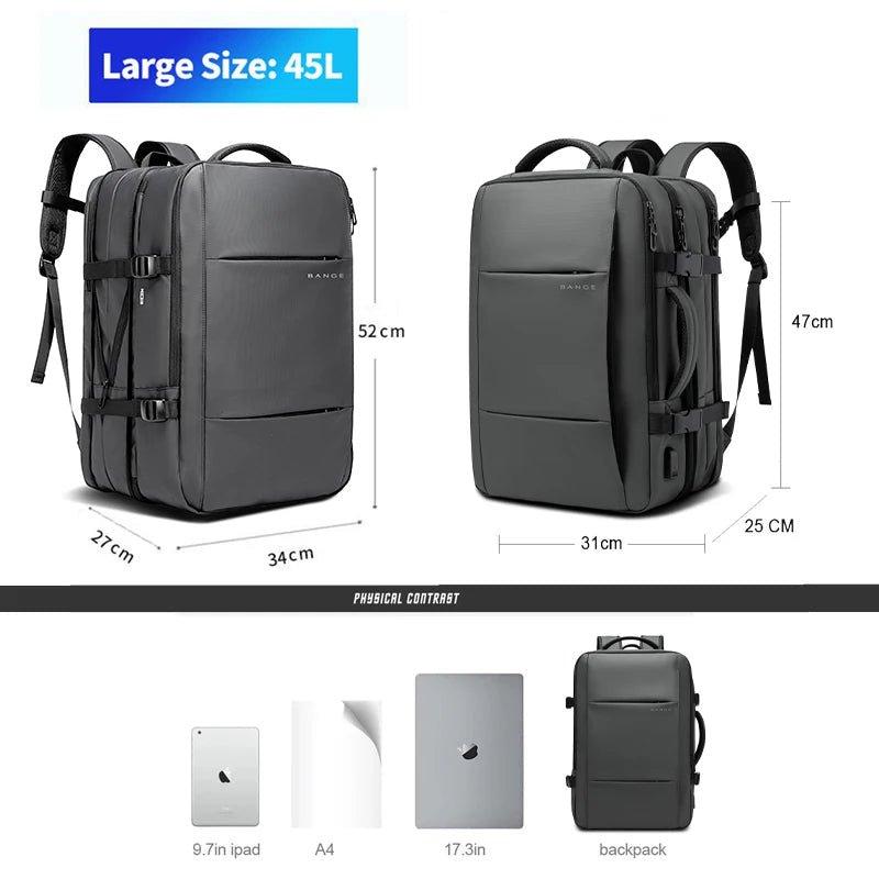 Mosrugs | URBANFORM Business Backpack – Expandable, Waterproof, USB Charging Port & 17.3" Laptop Compartment