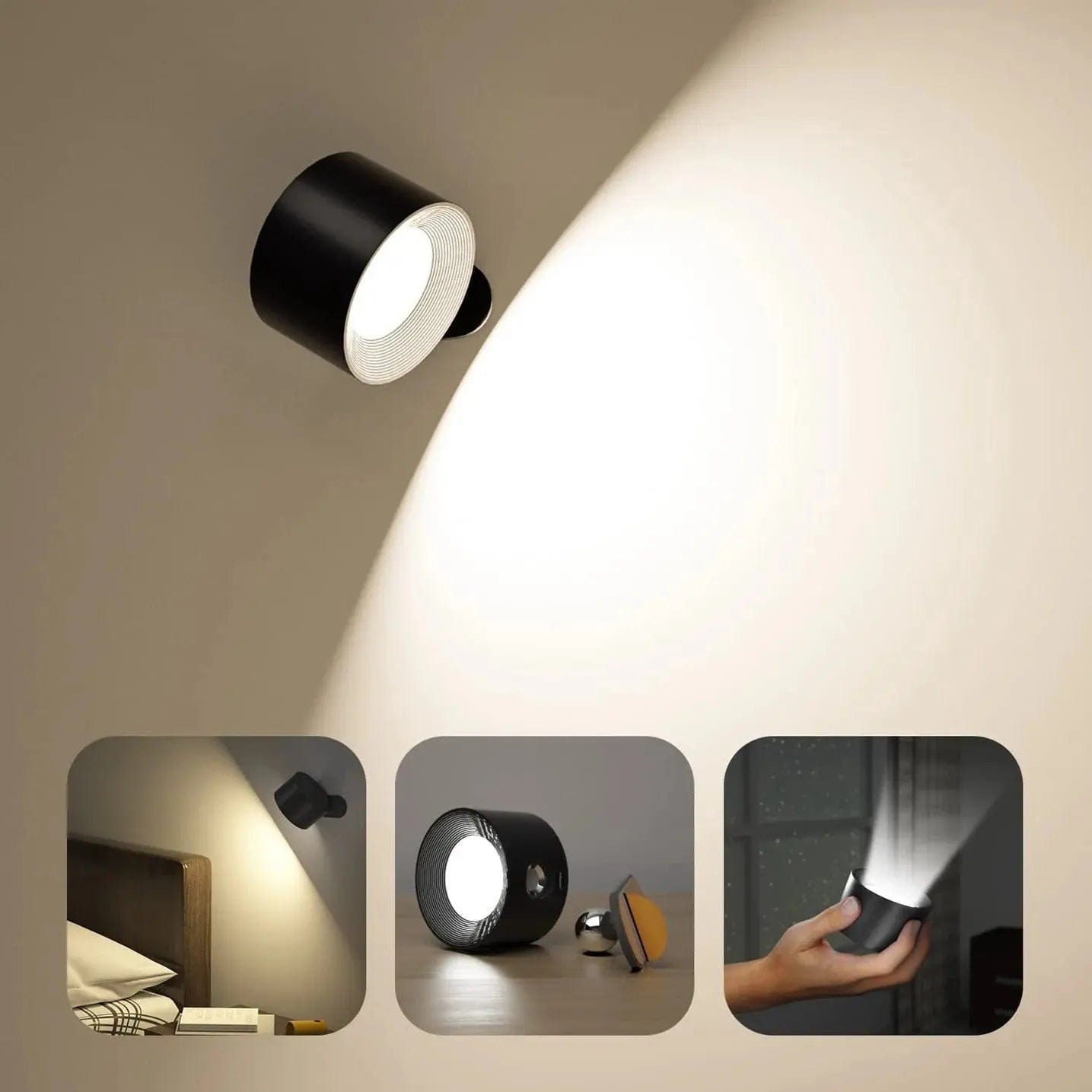 Mosrugs | Battery Operated Wall Light | Rechargeable, 360° Adjustable & Wireless for Modern Interiors