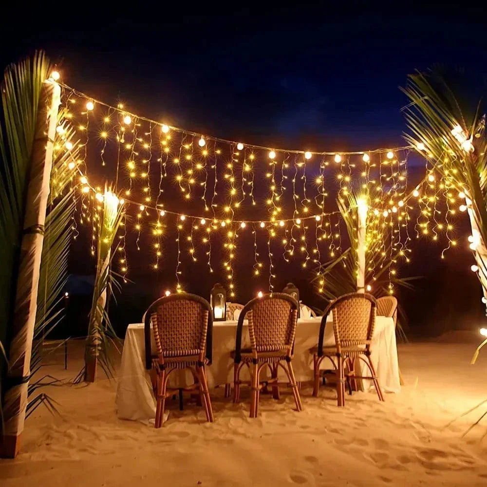 Mosrugs | Twinkling Icicle String LED Lights | Warm White & Cool White, Extendable for Indoor & Outdoor Holiday Decor