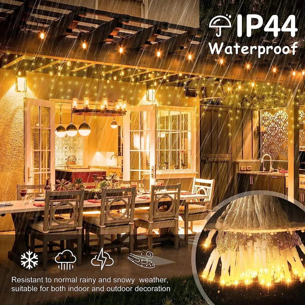 Mosrugs | Twinkling Icicle String LED Lights | Warm White & Cool White, Extendable for Indoor & Outdoor Holiday Decor