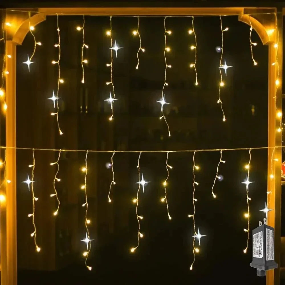Mosrugs | Twinkling Icicle String LED Lights | Warm White & Cool White, Extendable for Indoor & Outdoor Holiday Decor