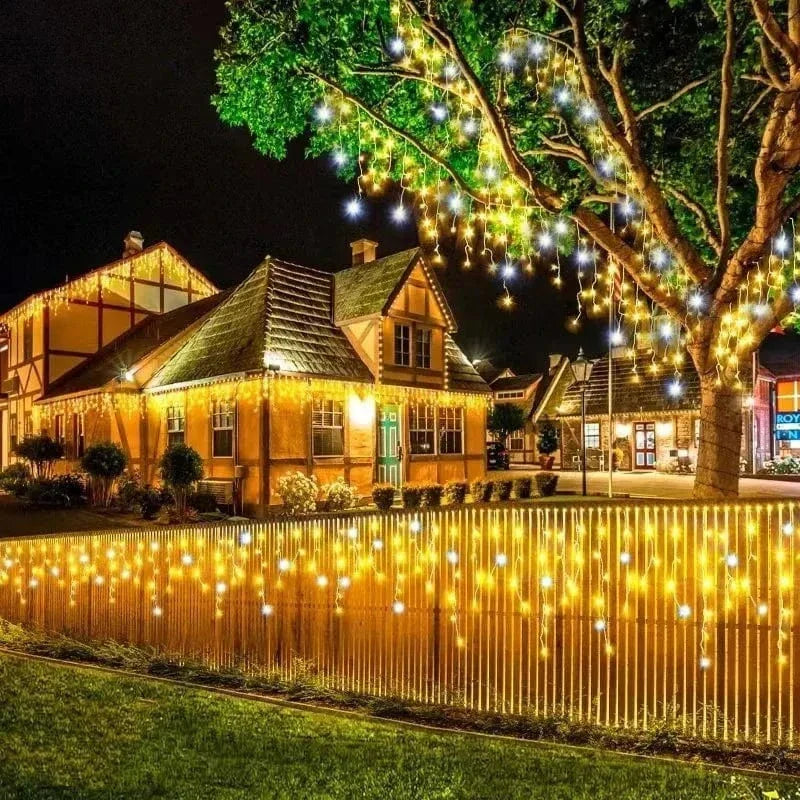 Mosrugs | Twinkling Icicle String LED Lights | Warm White & Cool White, Extendable for Indoor & Outdoor Holiday Decor