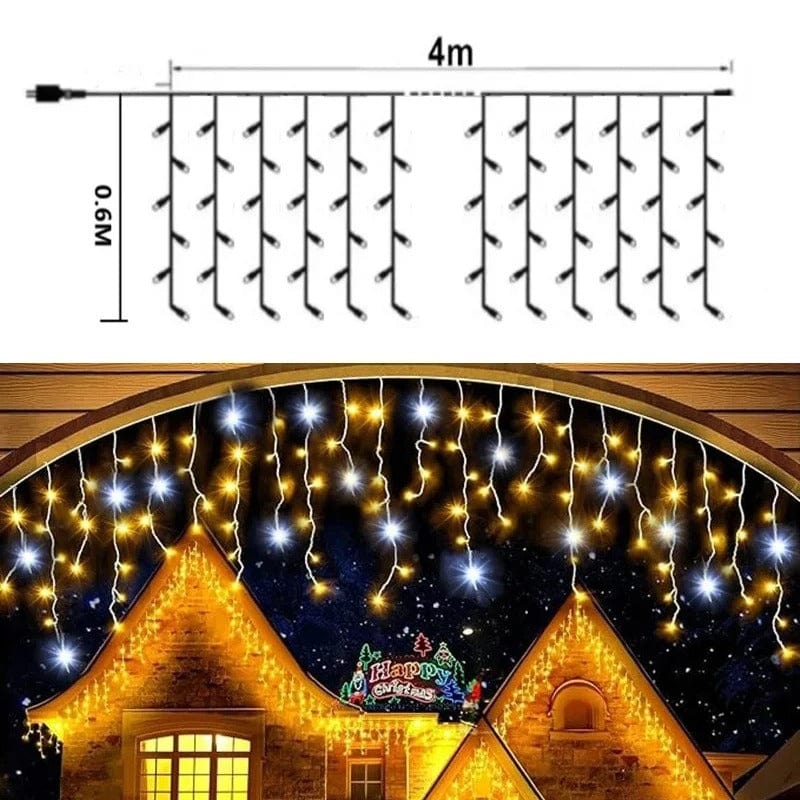 Mosrugs | Twinkling Icicle String LED Lights | Warm White & Cool White, Extendable for Indoor & Outdoor Holiday Decor