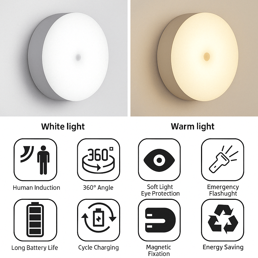 Mosrugs | Rechargeable Motion Sensor LED Light | Energy-Saving, USB Rechargeable & Ideal for Hallways, Stairs, Wardrobes & Cupboards