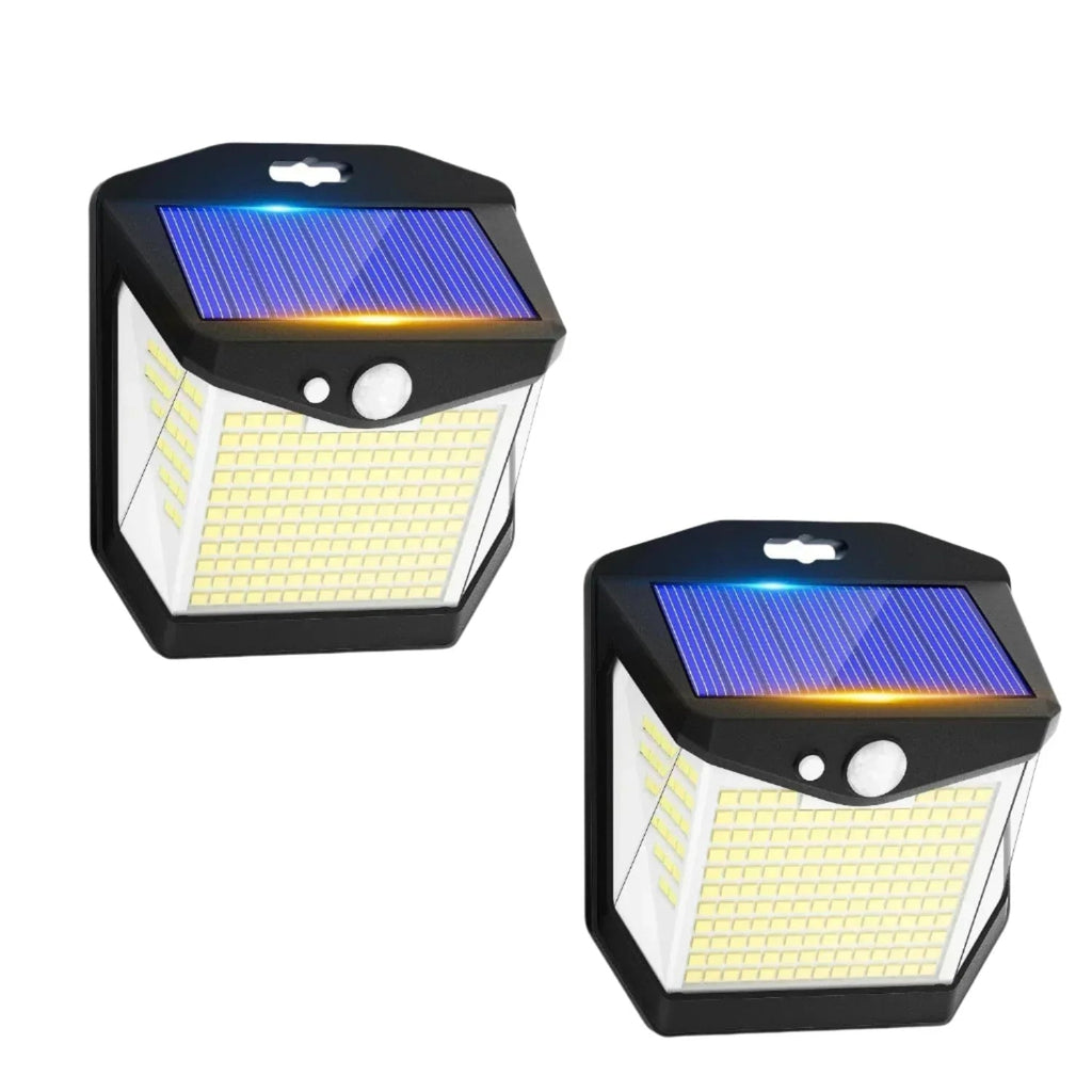 Mosrugs | 2x Solar LED Wall Light with Motion Sensor | Waterproof, 270° Wide Angle & 3 Modes for Outdoor Security in Gardens and Yards