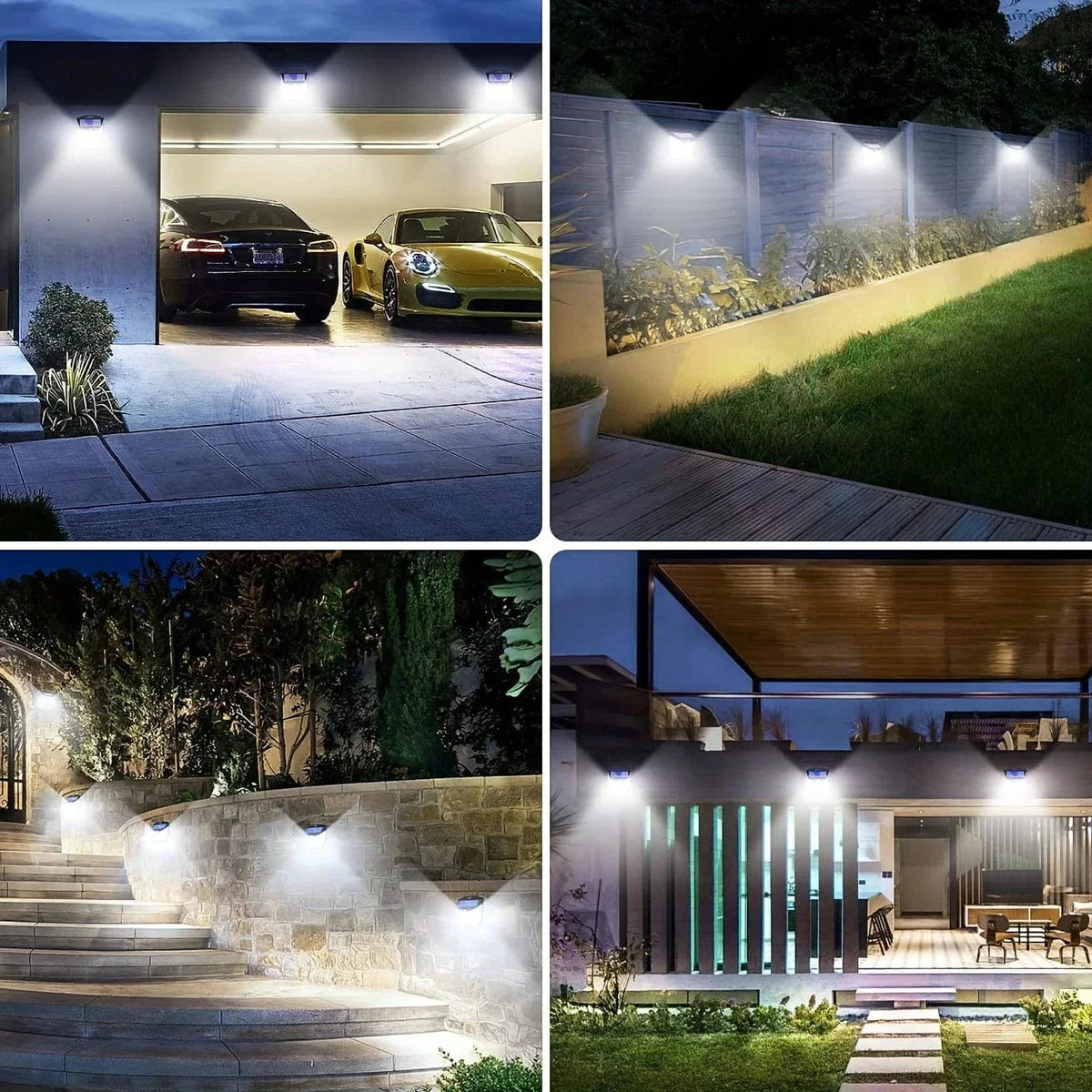 Mosrugs | 2x Solar LED Wall Light with Motion Sensor | Waterproof, 270° Wide Angle & 3 Modes for Outdoor Security in Gardens and Yards