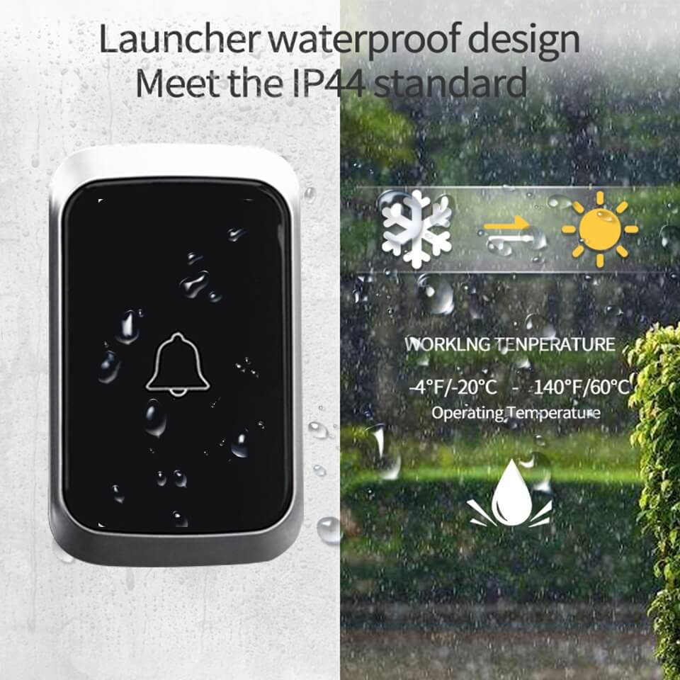 Mosrugs | Wireless Waterproof Doorbell with LED Flash – Easy Installation, Adjustable Volume & 36 Chimes