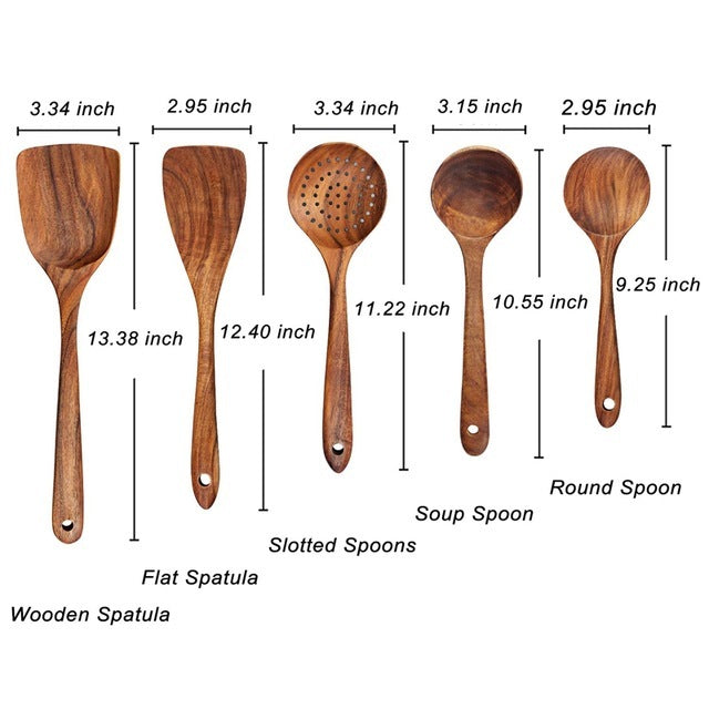 Mosrugs | Elegant Eco-Friendly Teak Utensil Collection for Every Chef - Non-Scratch & Easy to Clean